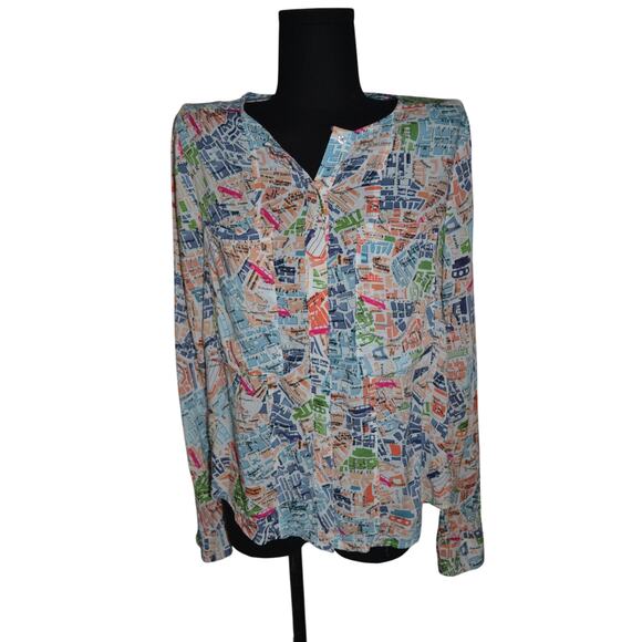 Anthropologie Maeve Cartography London Map Print Shirt Size 2 - Picture 1 of 5